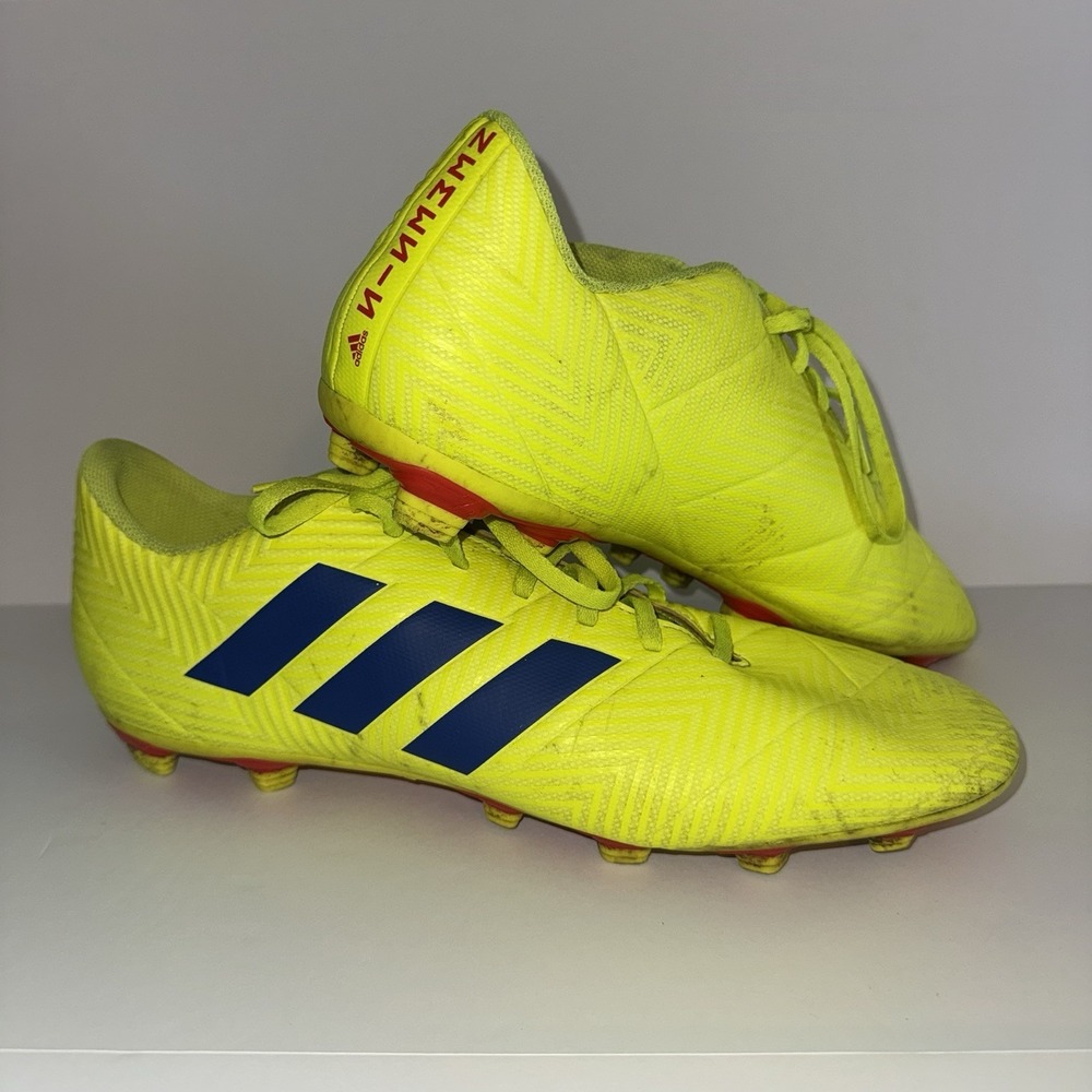 Men's Size 13 Adidas Nemesis Neon Yellow Orange Soccer Cleats Great Condition‎